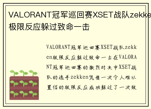 VALORANT冠军巡回赛XSET战队zekken极限反应躲过致命一击