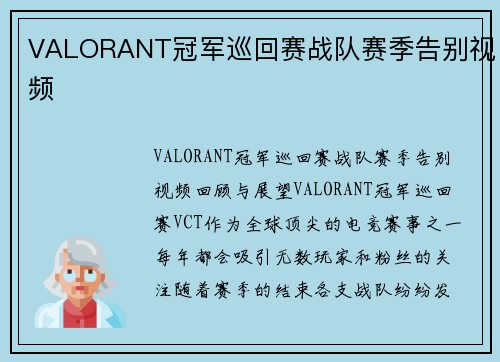 VALORANT冠军巡回赛战队赛季告别视频